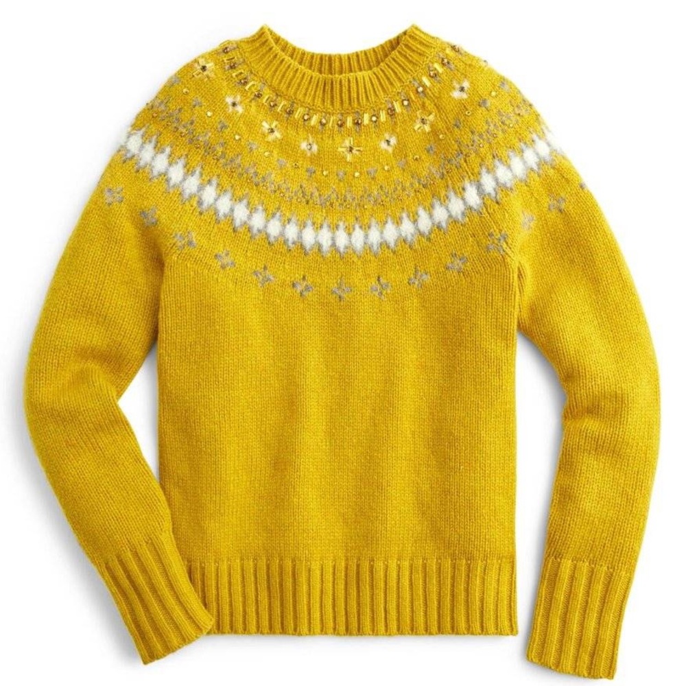 NWT SOLD OUT J.Crew Jeweled Fair Isle Sweater